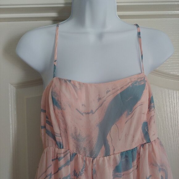 Storia Watercolor Feminine Girly Babydoll Ruffle Tiered Soft Girl Mini Dress L - Picture 5 of 14